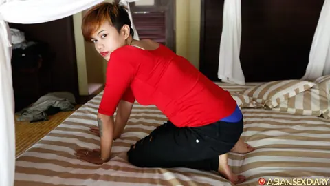 Tall Short-Haired Asian Woman Rides Cock in POV – photo 3 of 21