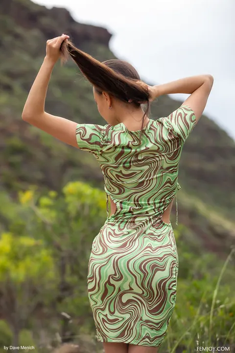 Li Moon: Thick Asian Brunette Strips Out of Her Dress Outdoors – photo 3 of 16