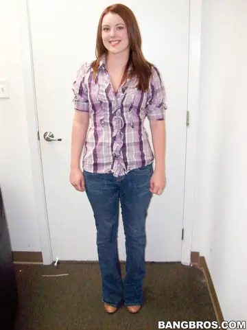 Curvy Redhead Strips Out of Her Jeans and Spreads Her Legs at a Casting