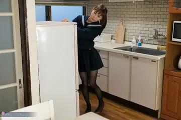 Yuzu Kitagawa – Skinny Japanese Woman in a Skirt Gives Kitchen Blowjob and Swallows Cum