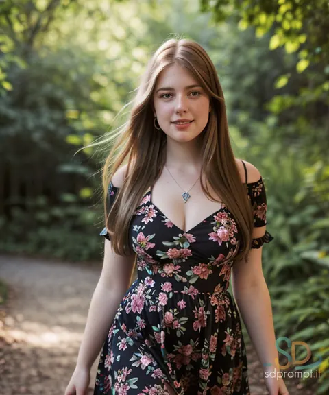 AI-Generated Busty Woman Flaunts Cleavage in the Forest – photo 8 of 9