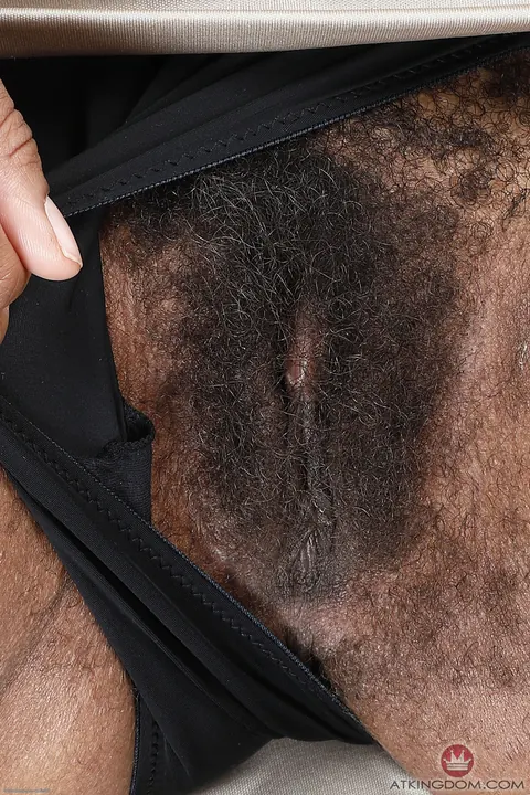 Cupcake Sinclair: Thick Ebony Brunette in Panties Shows Her Big Ass and Hairy Pussy – photo 2 of 21