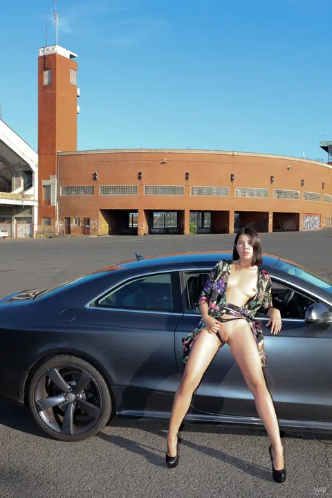 Lady Dee: Skinny Czech Babe Spreads Outdoors by a Car in Heels – photo 12 of 21
