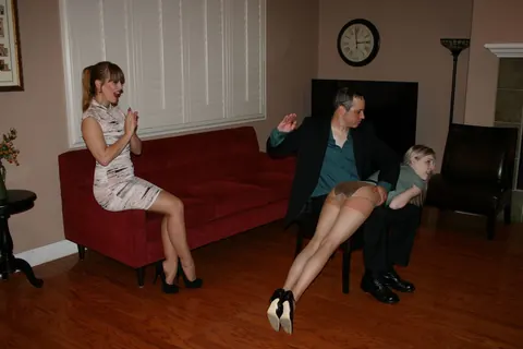 Nikki Rouge: Slim Blonde in Pantyhose and Skirt Joins a Threesome – photo 10 of 15
