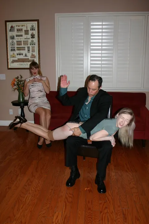 Nikki Rouge: Slim Blonde in Pantyhose and Skirt Joins a Threesome – photo 13 of 15
