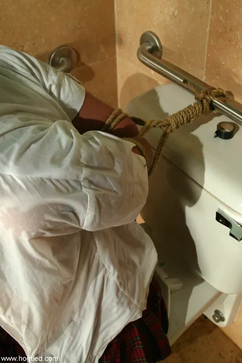 Talia Monet: Brunette in a Uniform and Skirt Gets Bound in the Bathroom – photo 19 of 20
