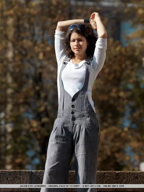 Jackie D: European Brunette Strips Out of Her Skirt Outdoors and Spreads – photo 3 of 18