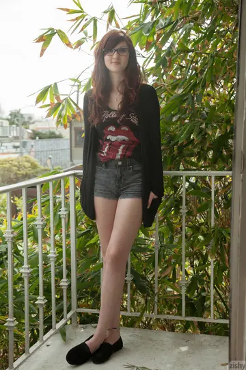 Ellena Woods – Skinny Redhead Strips Out of Her Panties