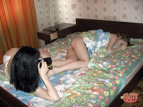 European Redhead and Brunette Kiss and Pose in Panties – photo 16 of 20