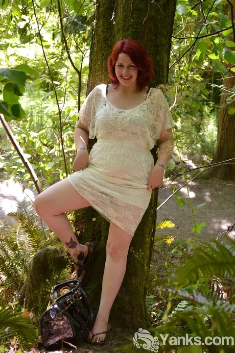 Hannah Belmont: BBW Redhead with Big Tits Masturbates with a Dildo in the Forest – photo 5 of 17