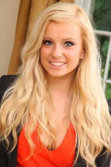 Curly Blonde with Big Tits Strips Out of Her Lingerie in the Office