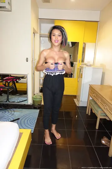 Busty Asian Trans Woman Takes Anal and a Cumshot on the Toilet