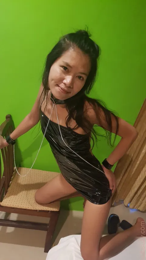 Skinny Asian Brunette Poses in a Dress – photo 1 of 15