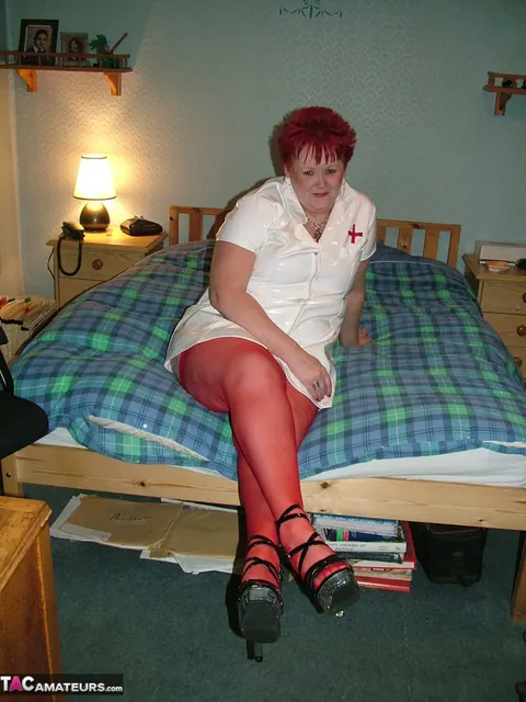Valgasmic Exposed: European BBW Redhead Nurse Poses in Stockings and Boots – photo 6 of 20