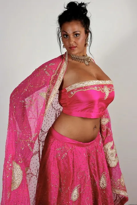 Curvy Indian Brunette Flaunts Her Big Natural Tits in a Bikini Bottom – photo 1 of 15