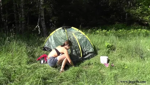 Busty Brunette in Shorts Gets Bound and Fucked in the Forest – photo 14 of 16