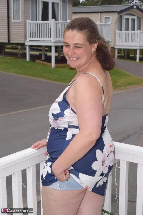 Mature BBW Exposes Her Big Tits and Hairy Bush in Public – photo 5 of 16