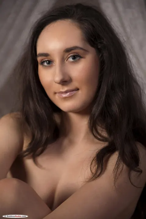 Slim Brunette with Small Tits Spreads Her Shaved Pussy – photo 18 of 21