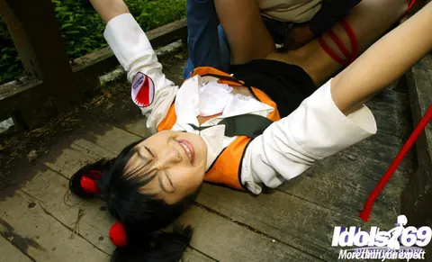 Bound Asian Babe in Pigtails Gets Rough Fuck Outdoors – photo 12 of 16