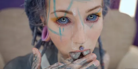 Anuskatzz: Tattooed Brunette Takes Double Anal and Cum on Split Tongue – photo 15 of 15