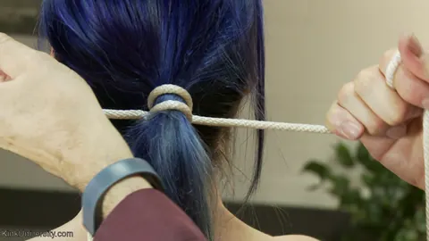 Busty Short-Haired Woman Tied Up in Bondage at the Office – photo 5 of 17