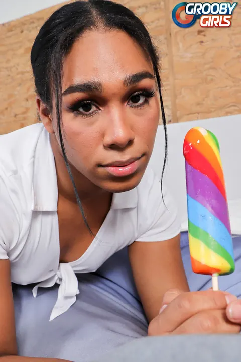 Thick Ebony Trans Woman Strips Nude and Cums – photo 3 of 16