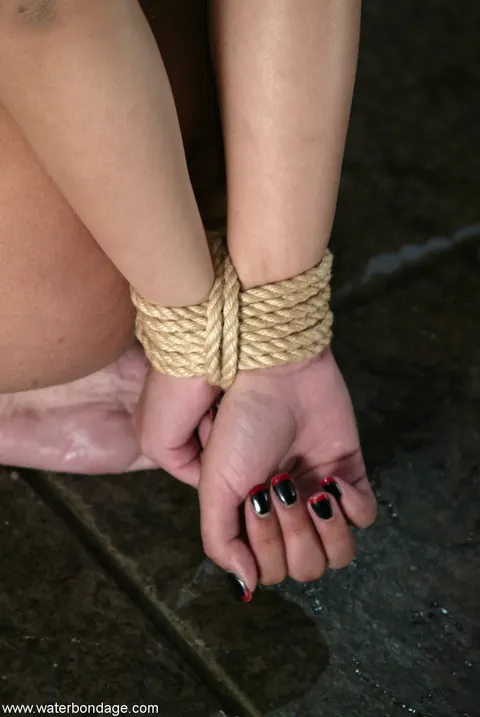 Annie Cruz: Asian Brunette in Boots Sucks Cock While Bound in a Threesome – photo 1 of 20