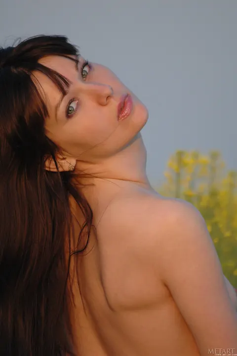 Julia W: Skinny European Brunette Spreads Her Shaved Pussy Outdoors – photo 21 of 21