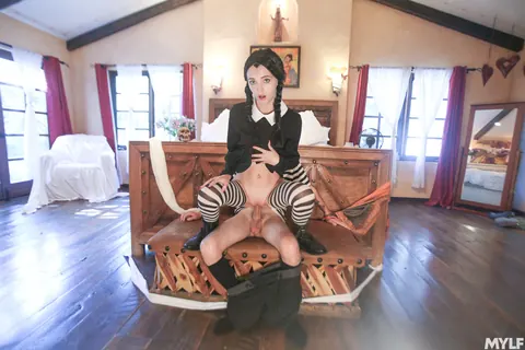 Audrey Noir: Petite Brunette MILF in Costume Joins a Halloween Group Orgy – photo 13 of 20