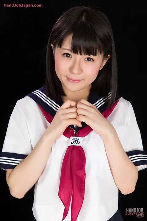 Mai Araki: Japanese Brunette in Uniform Jerks Partner to Cumshot – photo 1 of 16