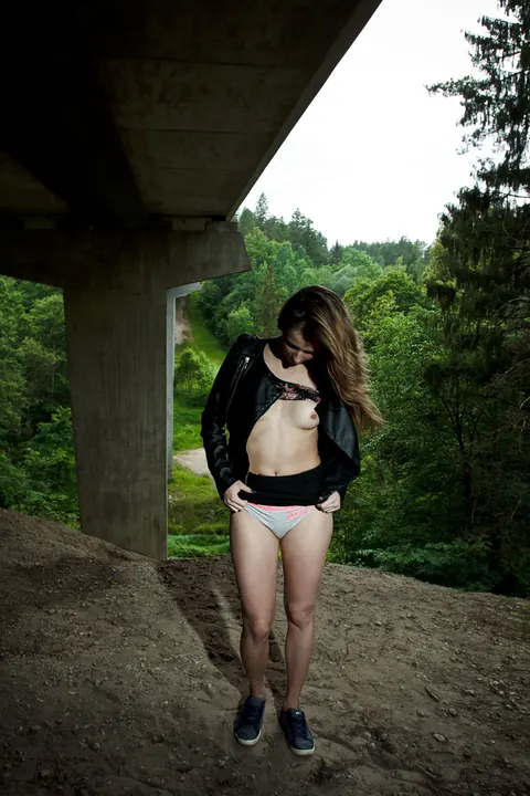 Alice Smith: Brunette in a Skirt and Leather Yoga Pants Kisses Partner Before Stripping – photo 3 of 21