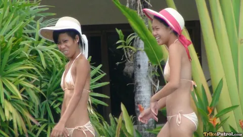 Mayka: Mature Latina in a Bikini Flashes Her Shaved Pussy by the Pool – photo 7 of 17