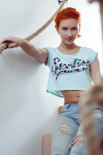 Athletic Redhead Poses Fully Nude in Glamour Set