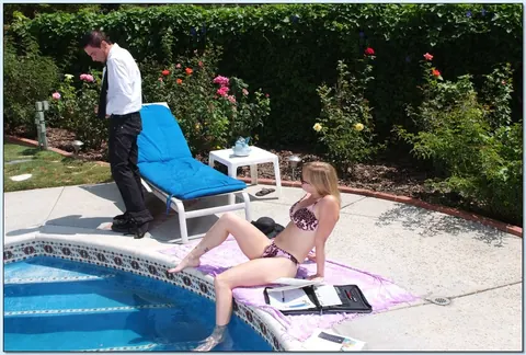 Adrianna Nicole: Busty Blonde Babe Sucks Cock and Rides Anal by the Pool – photo 3 of 16