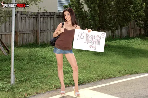 Nikki Vee: Brunette Sucks Cock and Rides Her Partner Outdoors by the Car – photo 2 of 17
