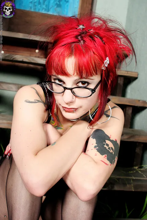 BellaVendetta: Thick Redhead in Glasses Strips Out of Her Lingerie Outdoors – photo 9 of 15