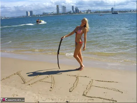 Aussie Jewel: Tall Blonde with Big Tits Poses in a Bikini on the Beach – photo 4 of 16
