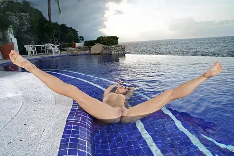 Lorena Garcia: Spanish Brunette Strips Off Her Bodysuit and Bends Over by the Pool – photo 17 of 21