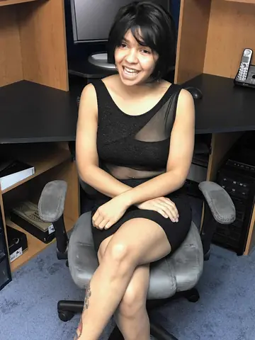 Petite Latina Kneels for a Blowjob in the Office