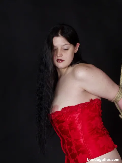Brunette BBW Bound in Rope Wearing Stockings – photo 7 of 21