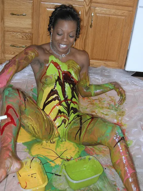 Curly Ebony MILF Strips Out of Her Panties in the Kitchen – photo 18 of 21