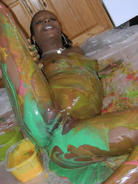 Curly Ebony MILF Strips Out of Her Panties in the Kitchen – photo 16 of 21