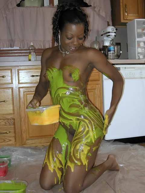 Curly Ebony MILF Strips Out of Her Panties in the Kitchen – photo 4 of 21
