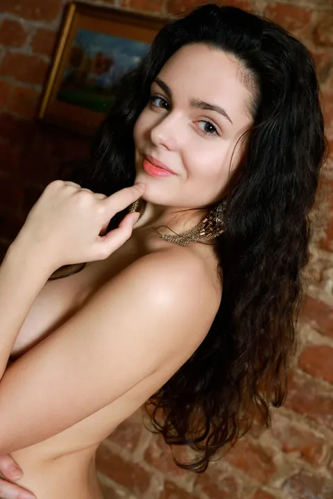 Bridgette Angel: Petite Curvy Brunette Spreads Her Shaved Pussy – photo 19 of 21