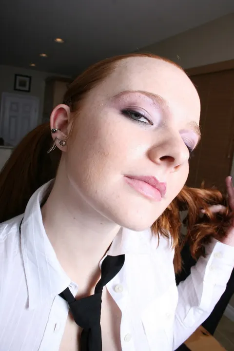 Halo Crush: Redhead in a Plaid Skirt and Socks Spreads Her Shaved Pierced Pussy – photo 3 of 21