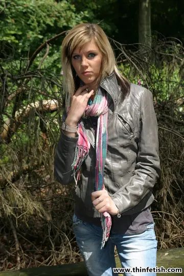 Slim Czech Blonde Strips Out of Her Jeans in the Forest