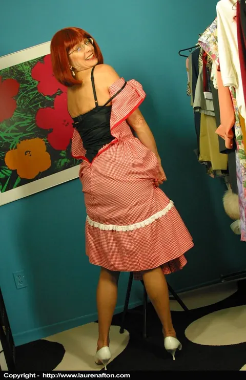 Thick Redhead MILF Frees Big Tits in Lingerie and Stockings – photo 2 of 12
