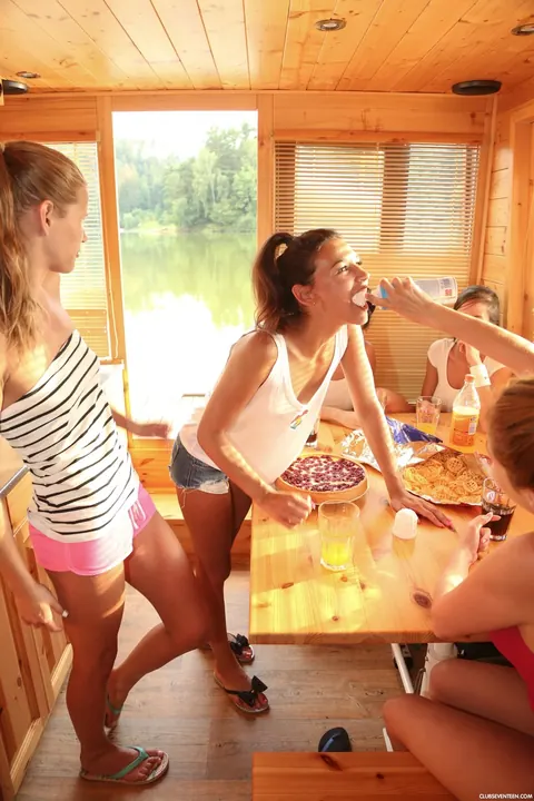 Antonia Sainz: Slim Tattooed Brunettes in Shorts Share a Dildo on a Boat – photo 2 of 20