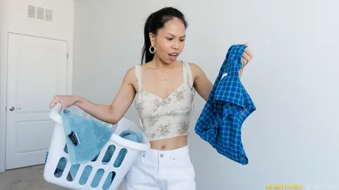 Evie Ling: Asian Brunette in Stockings Fucks in the Bathroom – photo 5 of 16