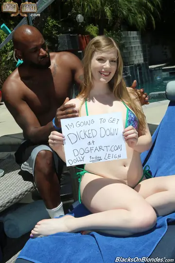 Blonde with Big Natural Tits Fucks Interracial Poolside in a Bikini